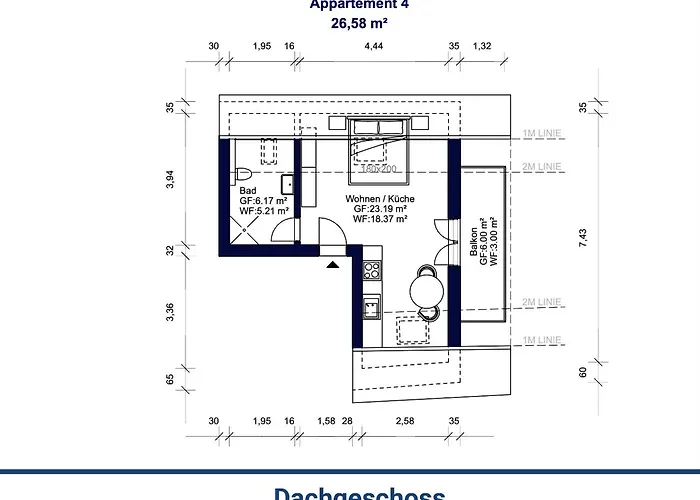 1-2 Personen - Parkplatz - Fahrradgarage - Zentrum - Kueche - Balkon - Wlan - Klima *